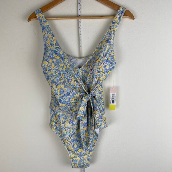 NWT Summersalt Perfect Wrap Blue Yellow Floral One-Piece Swimsuit Size 10 - Picture 6 of 14